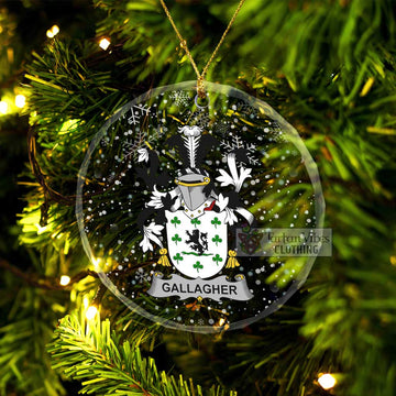 Gallagher Irish Clan Christmas Glass Ornament with Coat of Arms