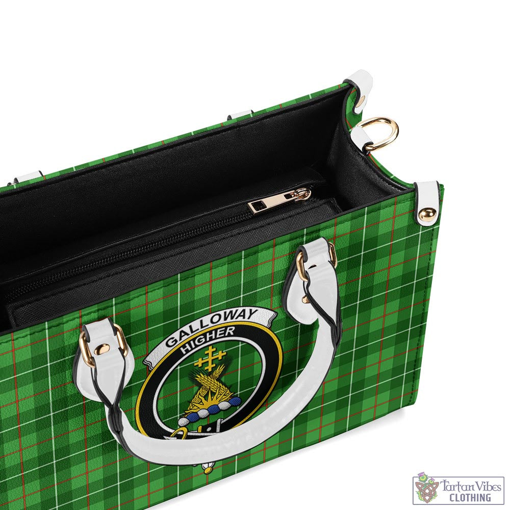 Tartan Vibes Clothing Galloway Tartan Luxury Leather Handbags with Family Crest