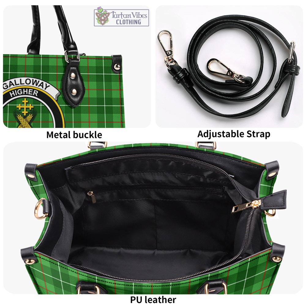 Tartan Vibes Clothing Galloway Tartan Luxury Leather Handbags with Family Crest