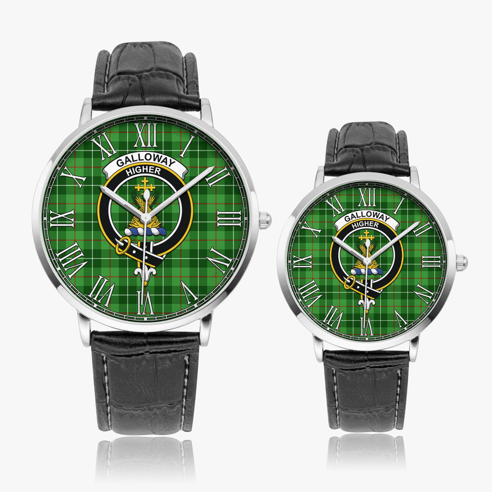 Galloway Tartan Family Crest Leather Strap Quartz Watch - Tartanvibesclothing