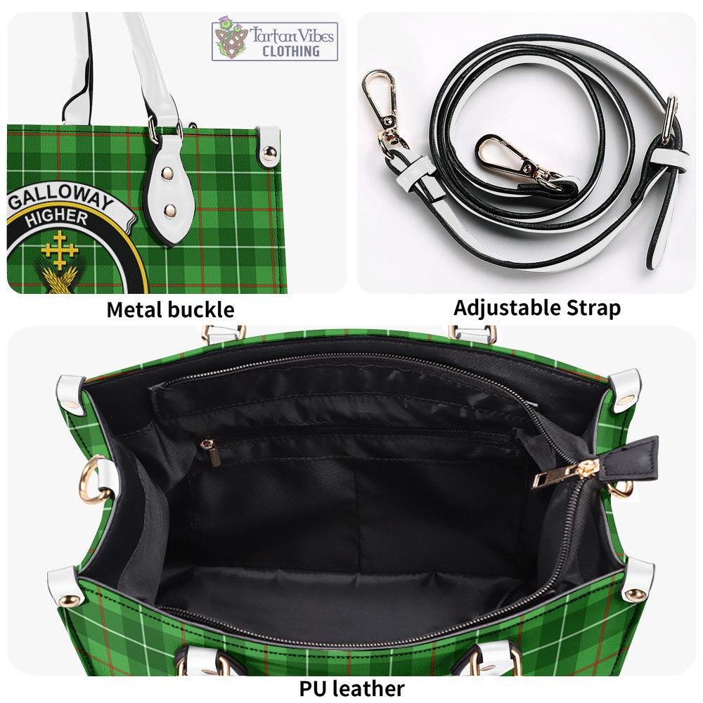 Tartan Vibes Clothing Galloway Tartan Luxury Leather Handbags with Family Crest