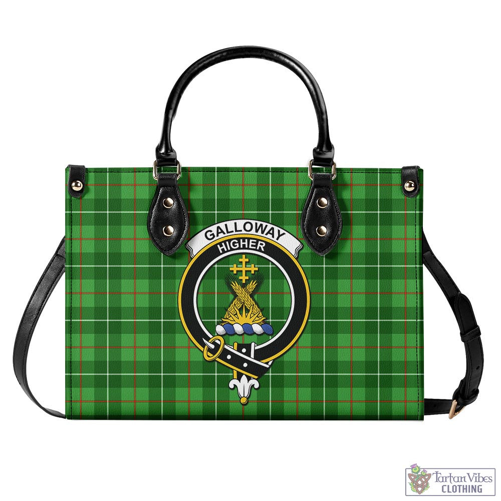 Tartan Vibes Clothing Galloway Tartan Luxury Leather Handbags with Family Crest