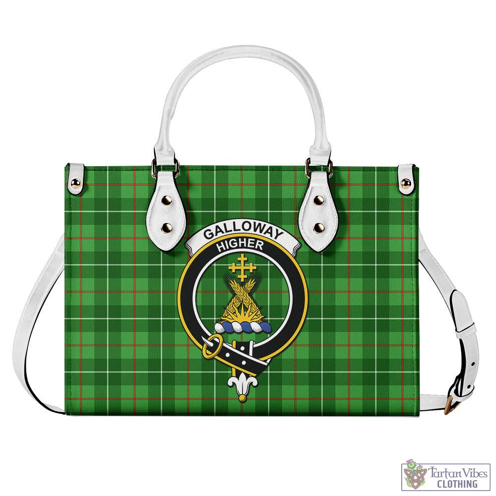 Tartan Vibes Clothing Galloway Tartan Luxury Leather Handbags with Family Crest