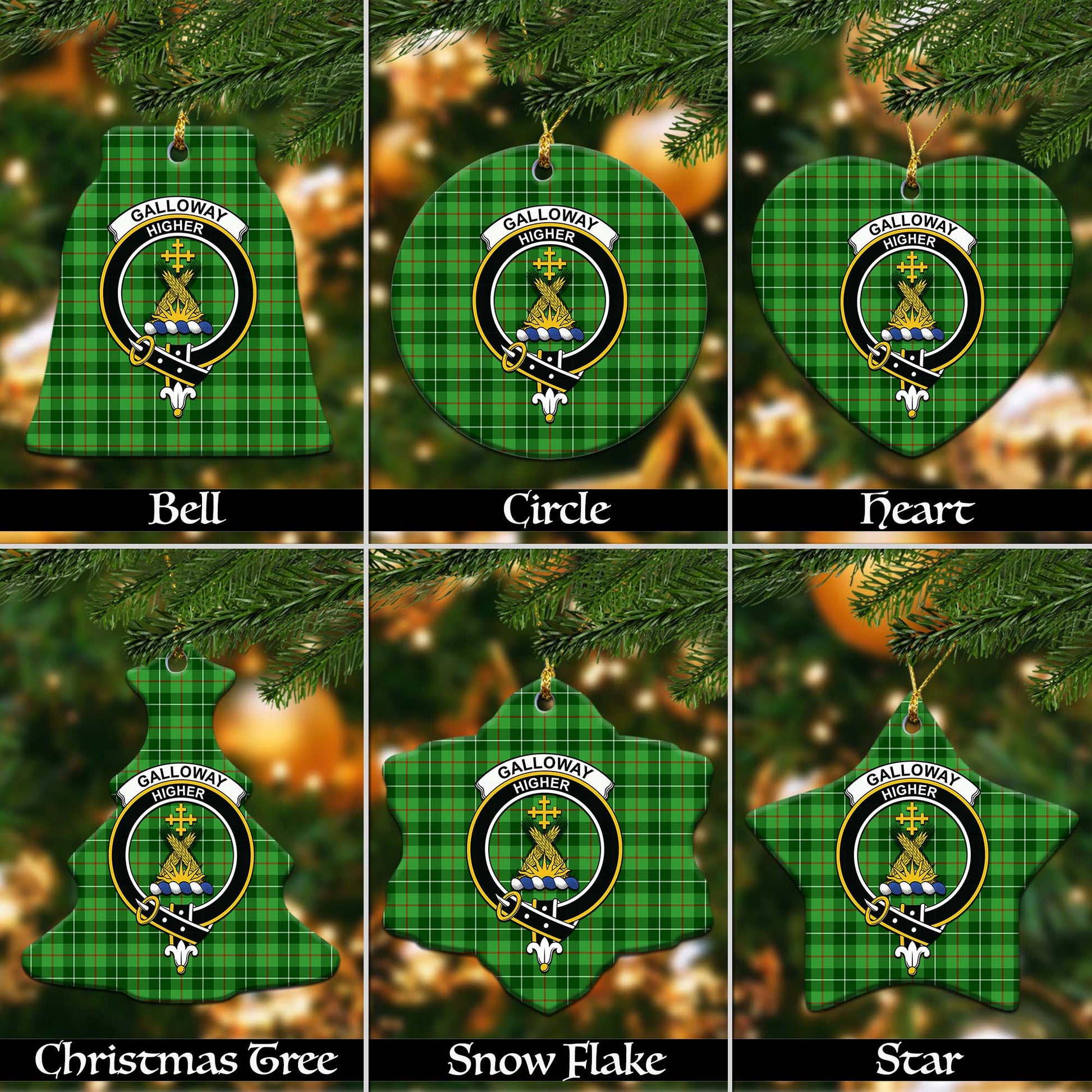 Galloway Tartan Christmas Ornaments with Family Crest - Tartanvibesclothing