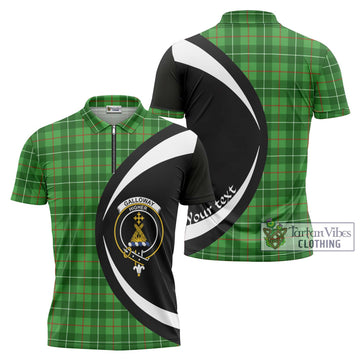 Galloway Tartan Zipper Polo Shirt with Family Crest Circle Style