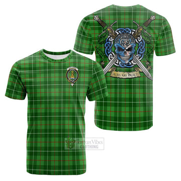 Galloway Tartan Cotton T-shirt with Family Crest Celtic Skull Style