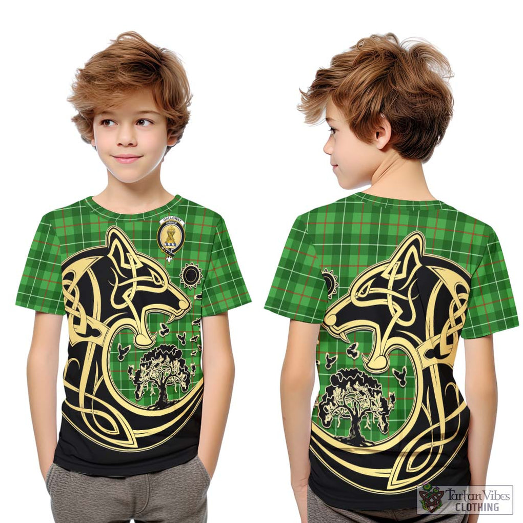 Galloway Tartan Kid T-Shirt with Family Crest Celtic Wolf Style Youth XL Size14 - Tartan Vibes Clothing