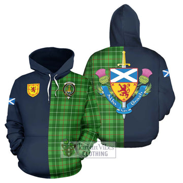 Galloway Tartan Hoodie Alba with Scottish Lion Royal Arm Half Style