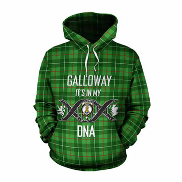 Galloway Tartan Cotton Hoodie with Family Crest DNA In Me Style