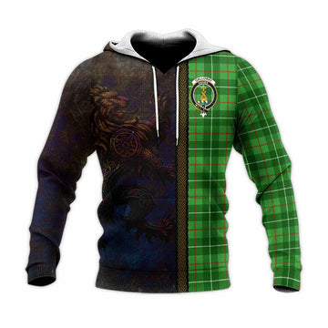 Galloway Tartan Family Crest Knitted Hoodie Alba Gu Brath Be Brave Lion Ancient Style Unisex Knitted Pullover Hoodie - Tartan Vibes Clothing