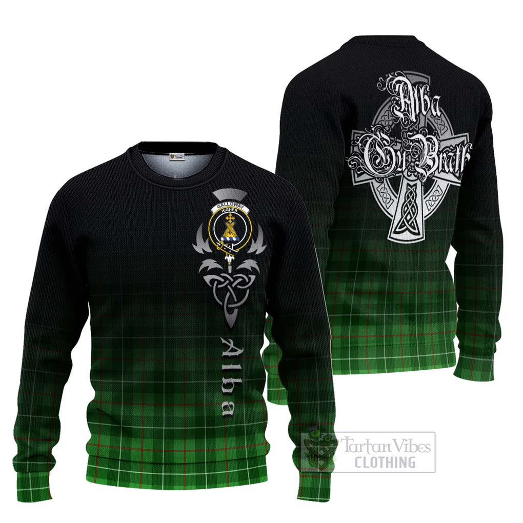 Tartan Vibes Clothing Galloway Tartan Knitted Sweater Featuring Alba Gu Brath Family Crest Celtic Inspired