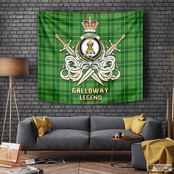 Galloway Tartan Tapestry with Clan Crest and the Golden Sword of Courageous Legacy