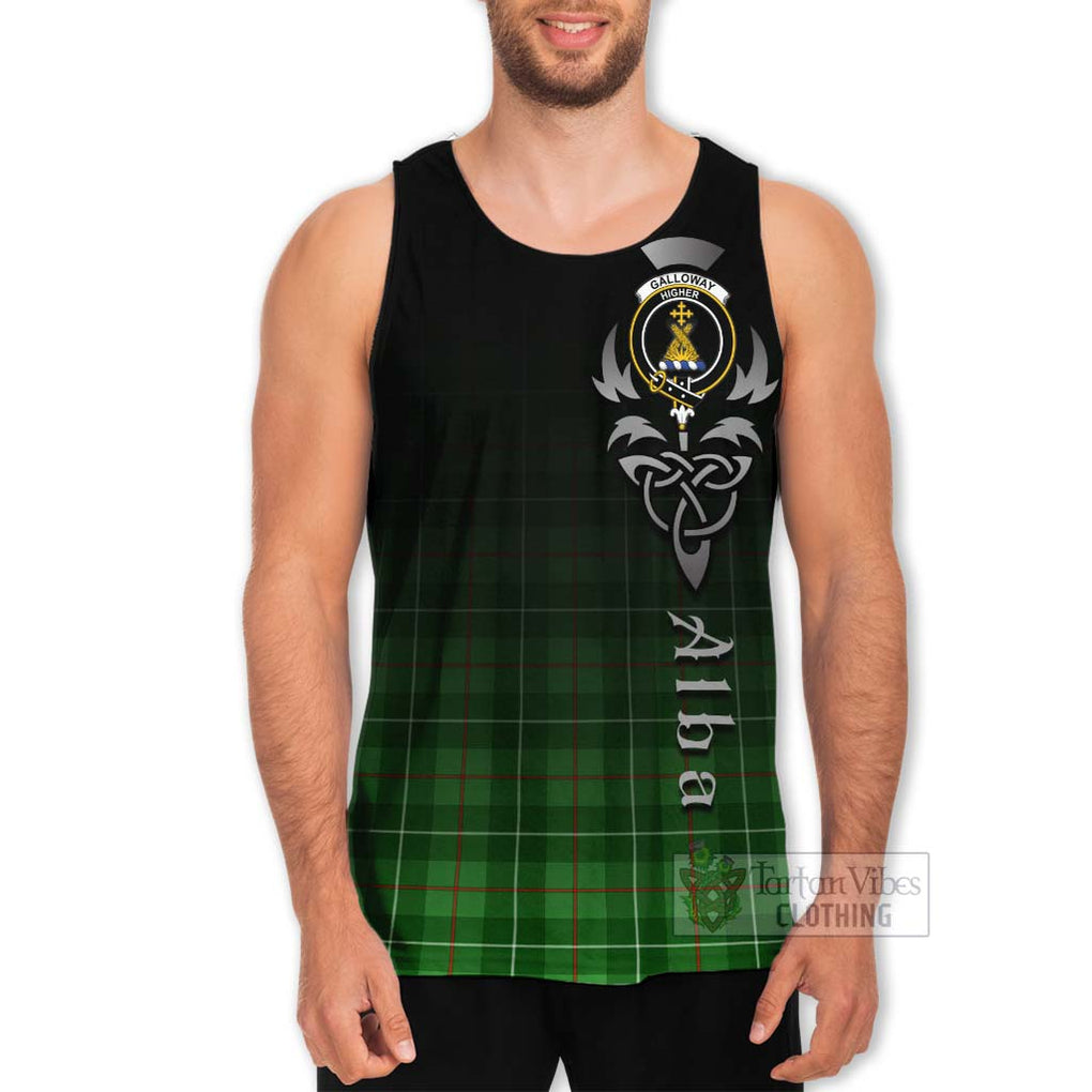 Tartan Vibes Clothing Galloway Tartan Men's Tank Top Featuring Alba Gu Brath Family Crest Celtic Inspired