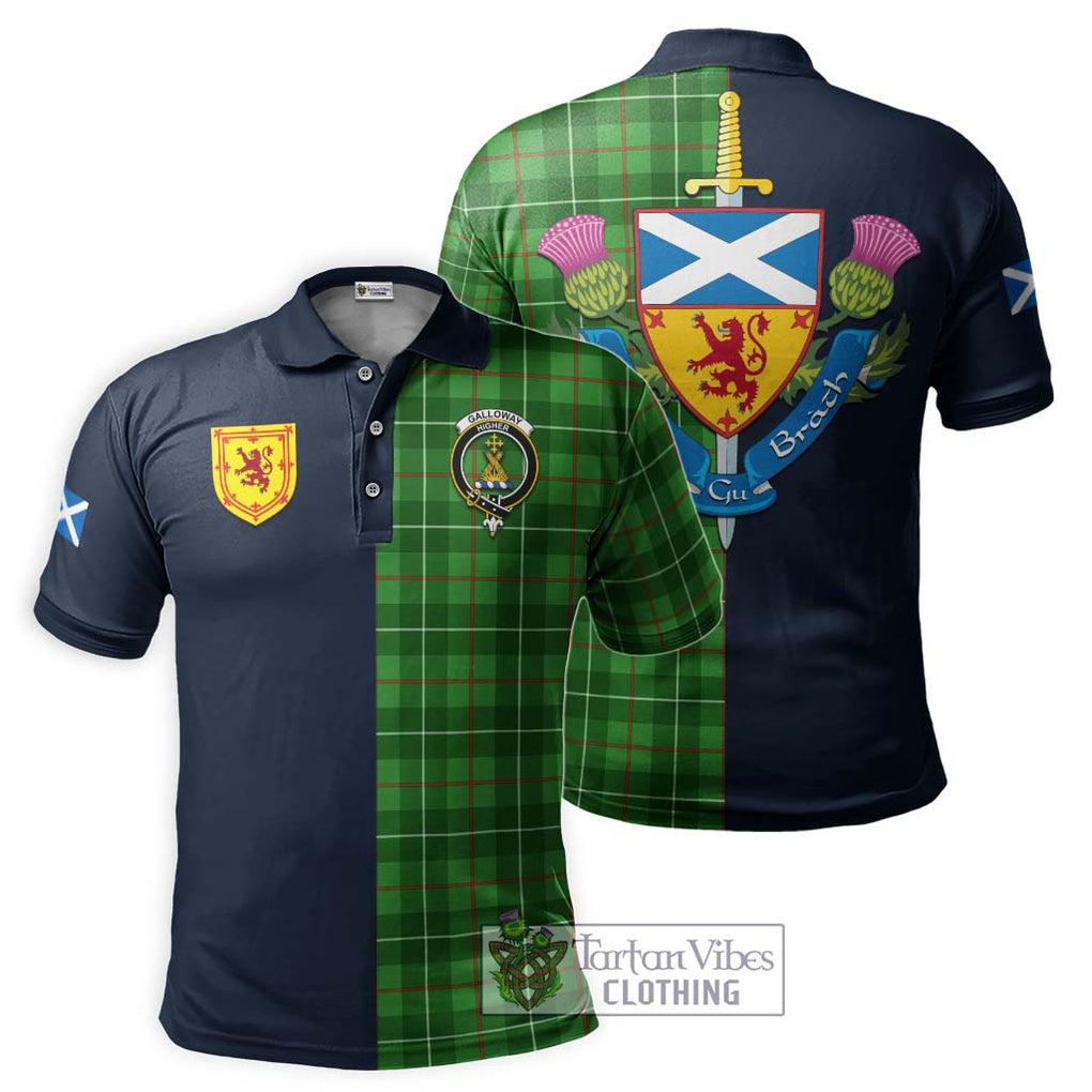 Tartan Vibes Clothing Galloway Tartan Polo Shirt with Scottish Lion Royal Arm Half Style