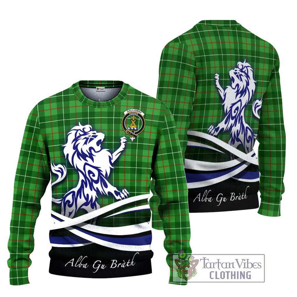 Galloway Tartan Knitted Sweater with Alba Gu Brath Regal Lion Emblem Unisex - Tartanvibesclothing Shop