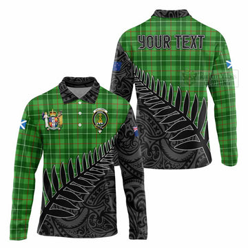 Galloway Crest Tartan Long Sleeve Polo Shirt with New Zealand Silver Fern Half Style