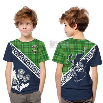 Galloway Tartan Kid T-Shirt Featuring Thistle and Scotland Map Youth XL Size14 - Tartan Vibes Clothing