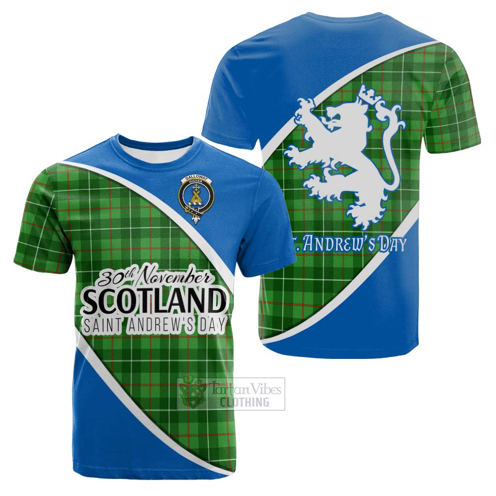 Tartan Vibes Clothing Galloway Family Crest Tartan Cotton T-shirt Celebrate Saint Andrew's Day in Style