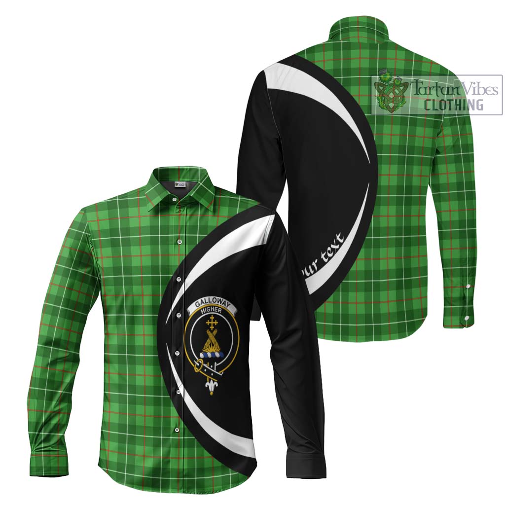 Galloway Tartan Long Sleeve Button Up with Family Crest Circle Style Men's Shirt S - Tartan Vibes Clothing