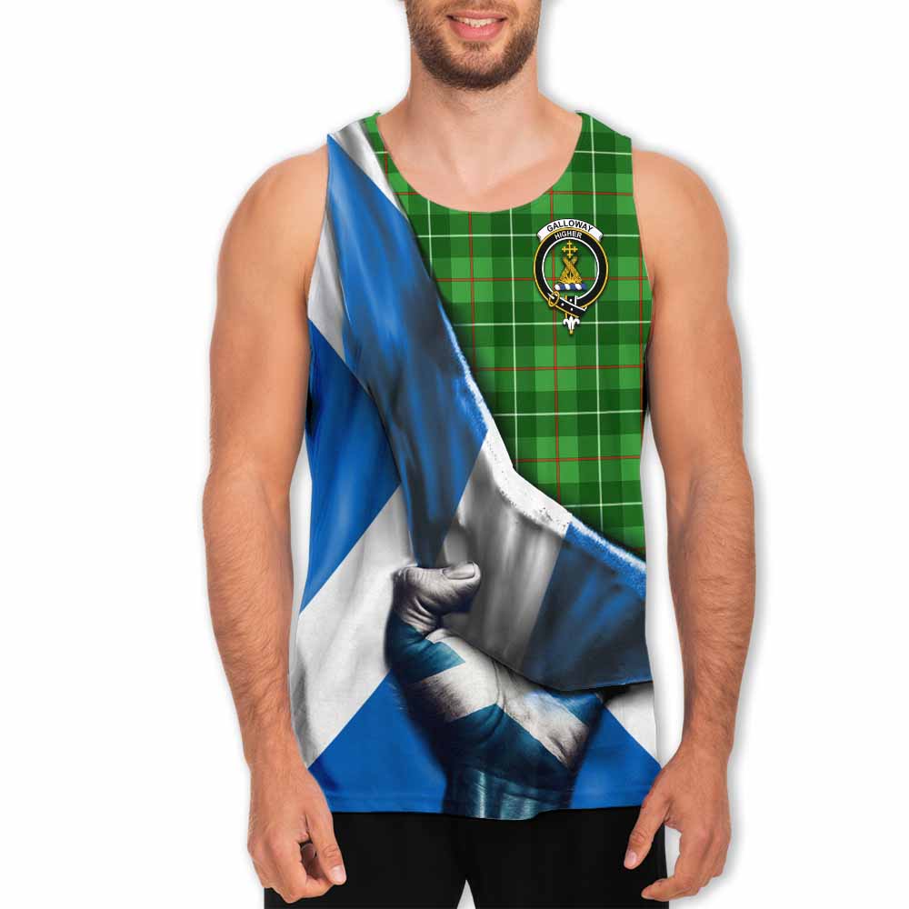 Tartan Vibes Clothing Galloway Tartan Men's Tank Top with Family Crest Scotland Patriotic Style