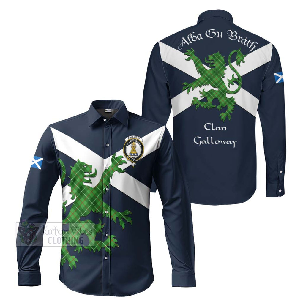 Tartan Vibes Clothing Galloway Tartan Lion Rampant Long Sleeve Button Shirt – Proudly Display Your Heritage with Alba Gu Brath and Clan Name