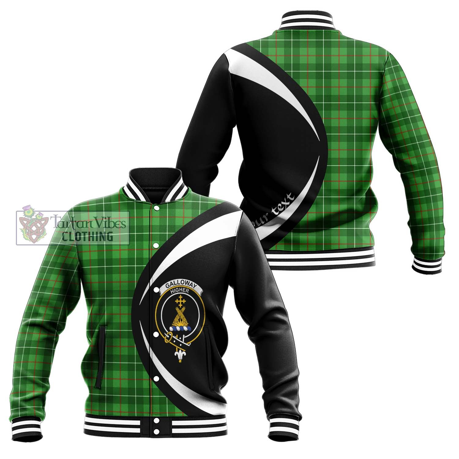 Galloway Tartan Baseball Jacket with Family Crest Circle Style Unisex - Tartan Vibes Clothing