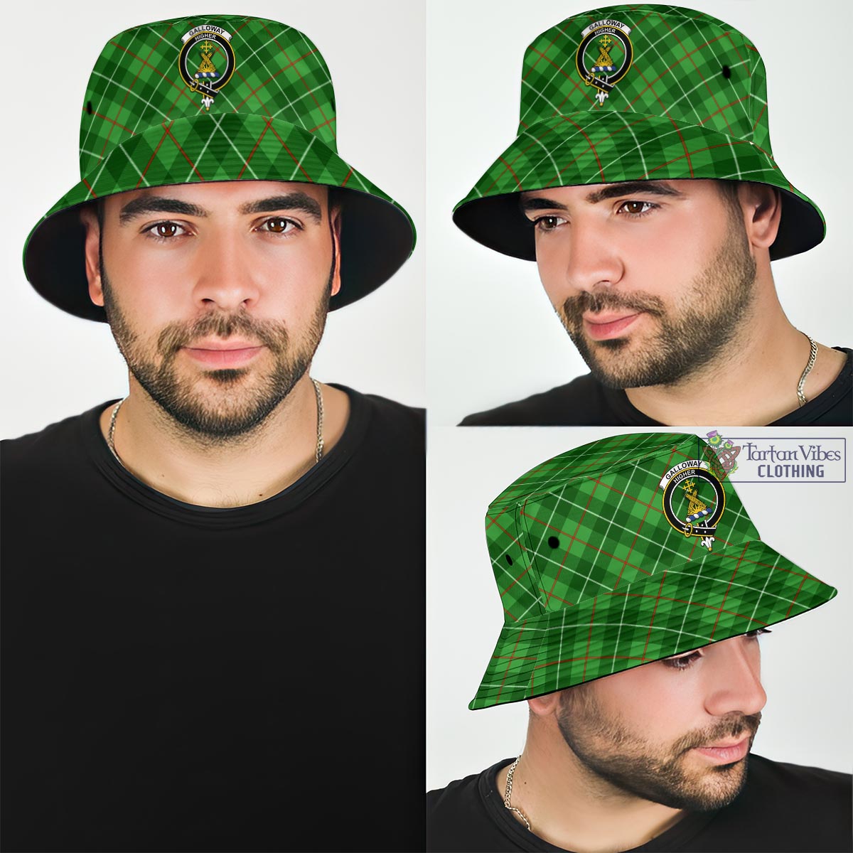 Tartan Vibes Clothing Galloway Tartan Bucket Hat with Family Crest