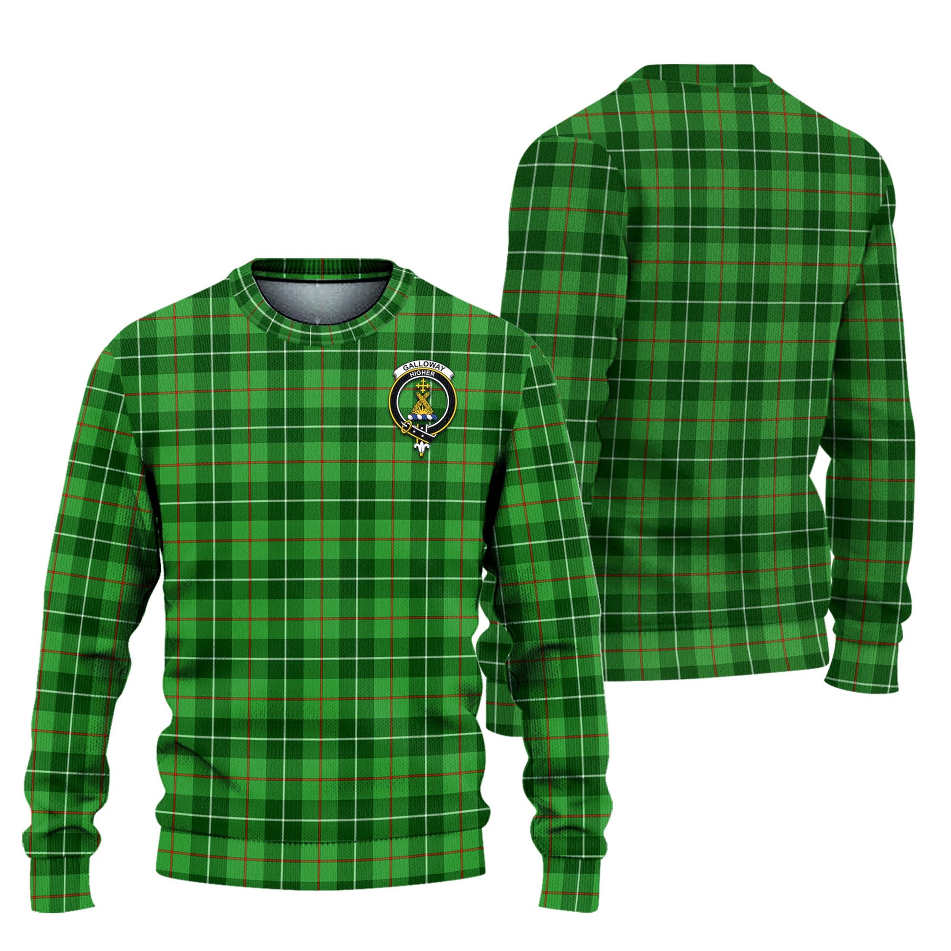 Galloway Tartan Knitted Sweater with Family Crest Unisex - Tartanvibesclothing