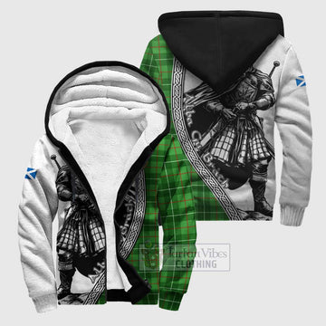 Galloway Tartan Clan Crest Sherpa Hoodie with Highlander Warrior Celtic Style