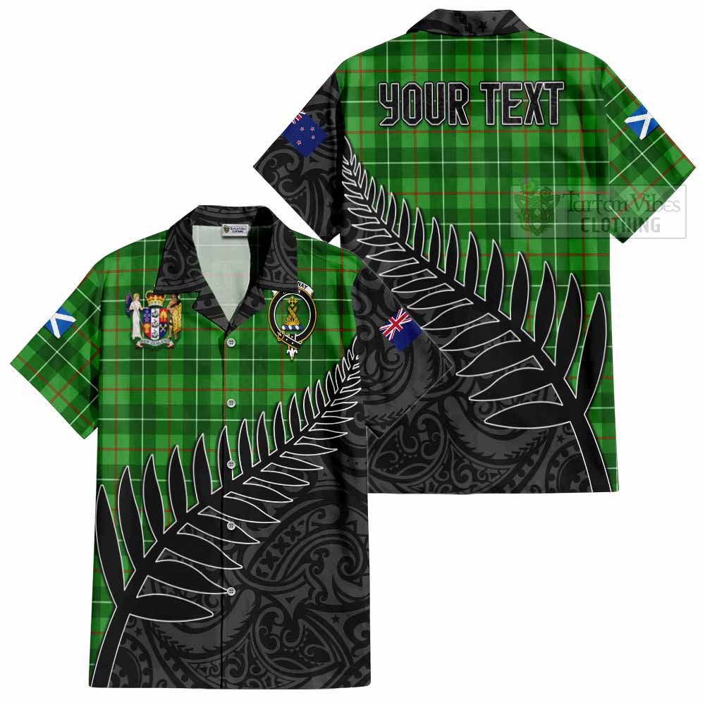 Tartan Vibes Clothing Galloway Crest Tartan Short Sleeve Button Shirt with New Zealand Silver Fern Half Style