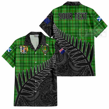 Galloway Crest Tartan Short Sleeve Button Shirt with New Zealand Silver Fern Half Style