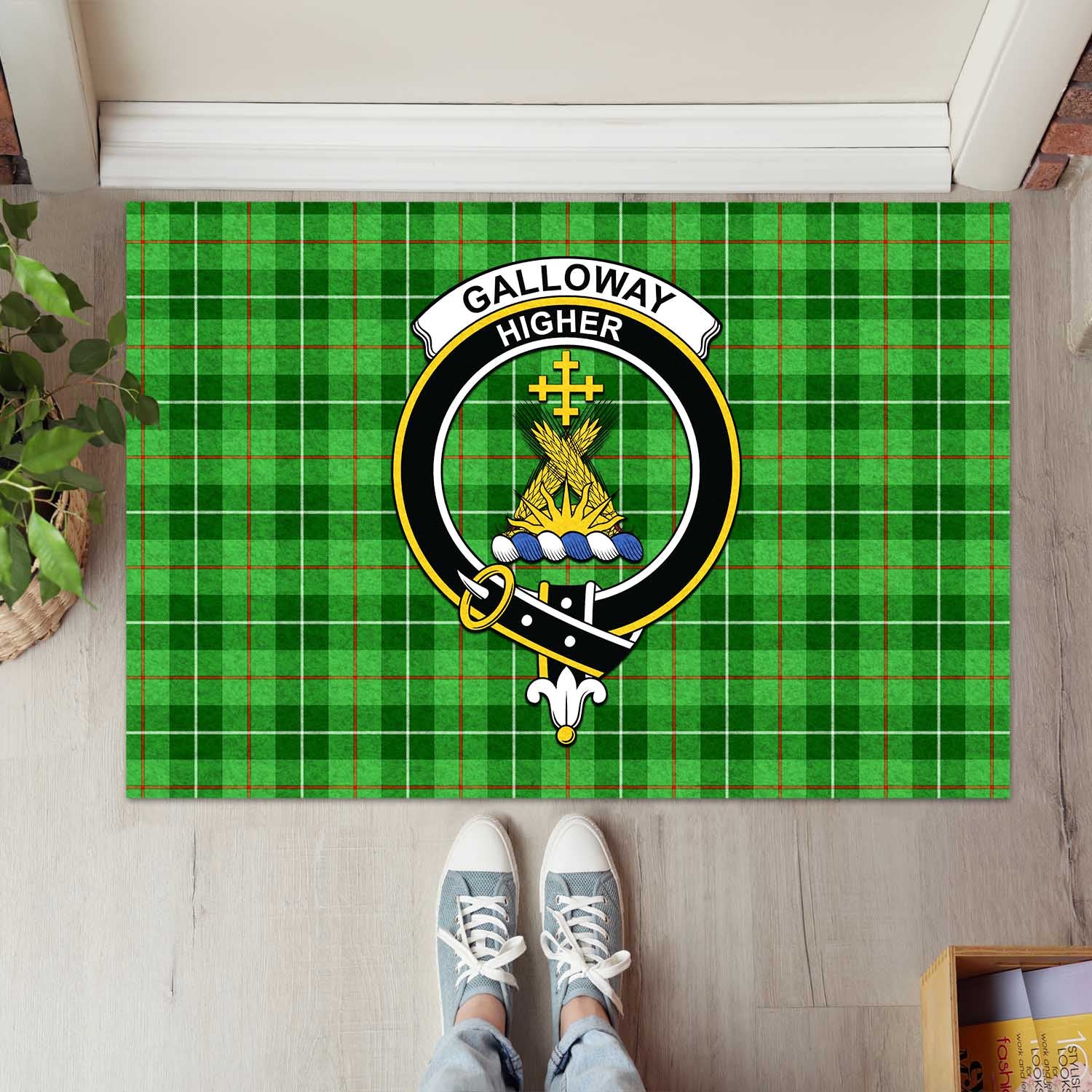 Galloway Tartan Door Mat with Family Crest - Tartanvibesclothing