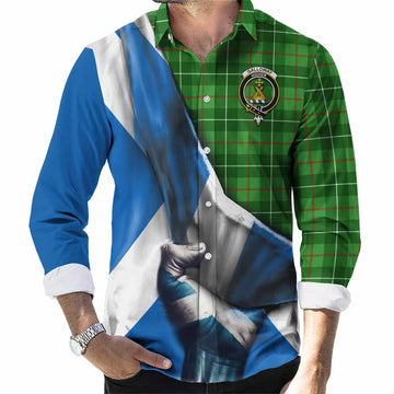 Galloway Tartan Long Sleeve Button Shirt with Family Crest Scotland Patriotic Style