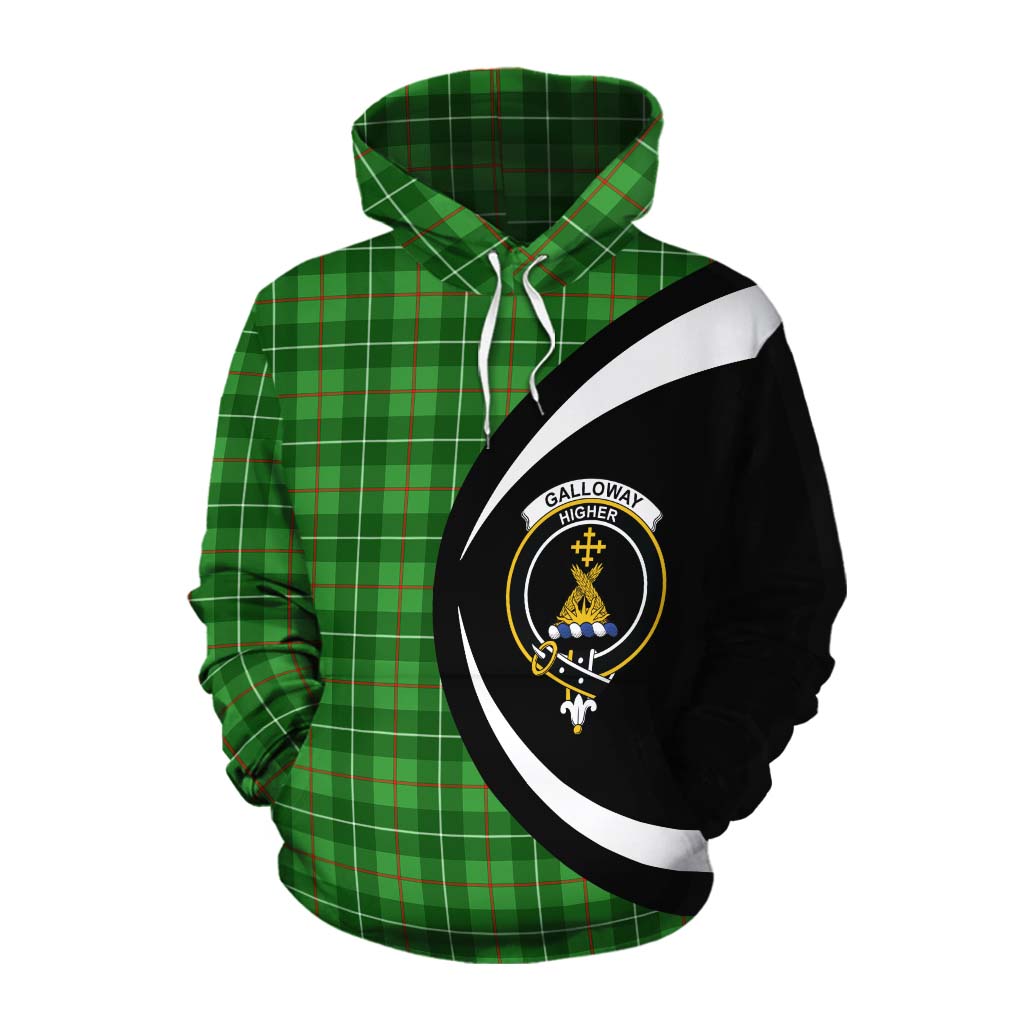 Tartan Vibes Clothing Galloway Tartan Cotton Hoodie with Family Crest Circle Style