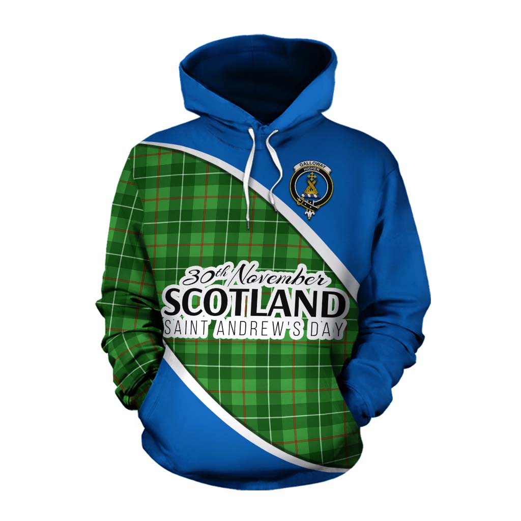 Tartan Vibes Clothing Galloway Family Crest Tartan Cotton Hoodie Celebrate Saint Andrew's Day in Style