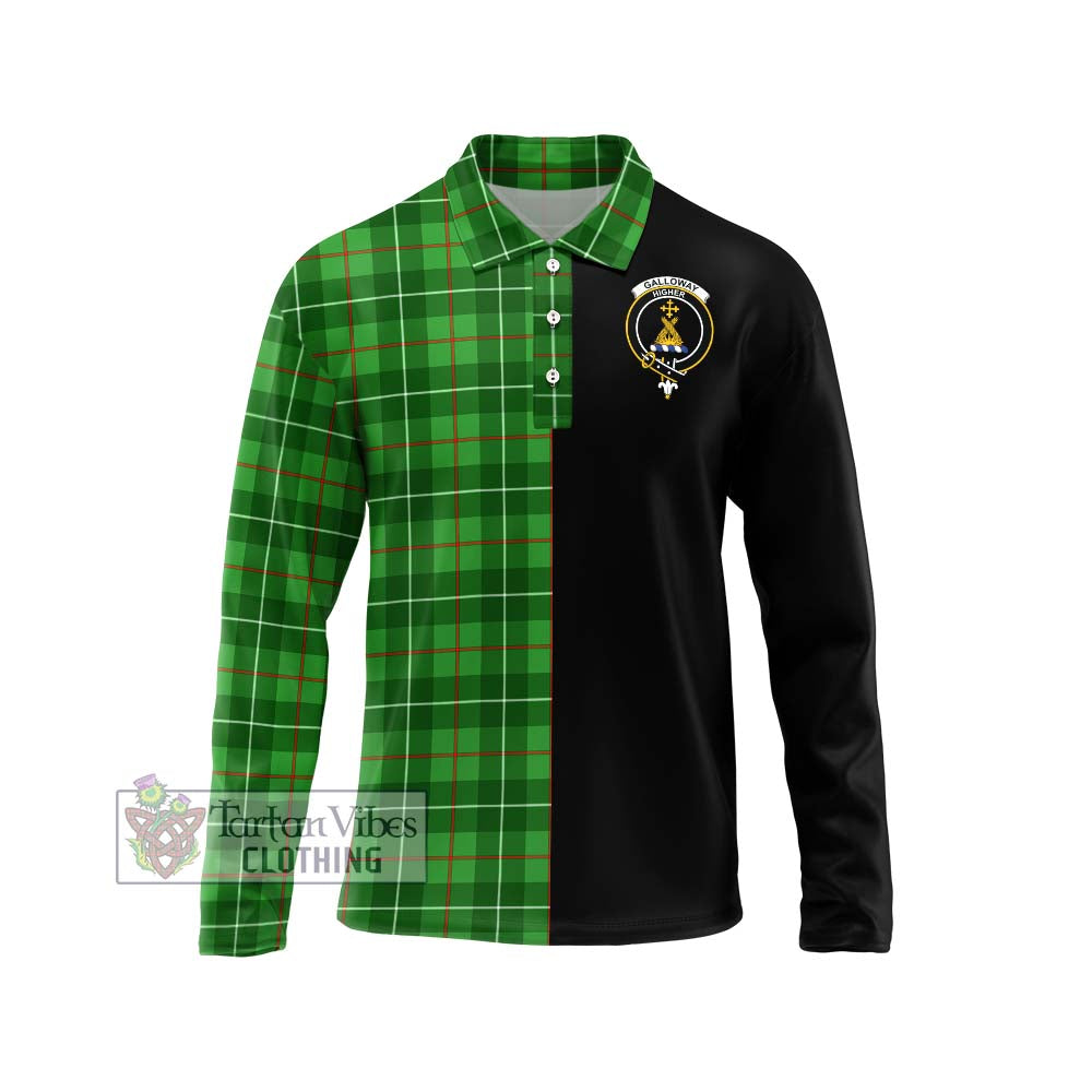 Galloway Tartan Long Sleeve Polo Shirt with Family Crest and Half Of Me Style Unisex - Tartanvibesclothing Shop