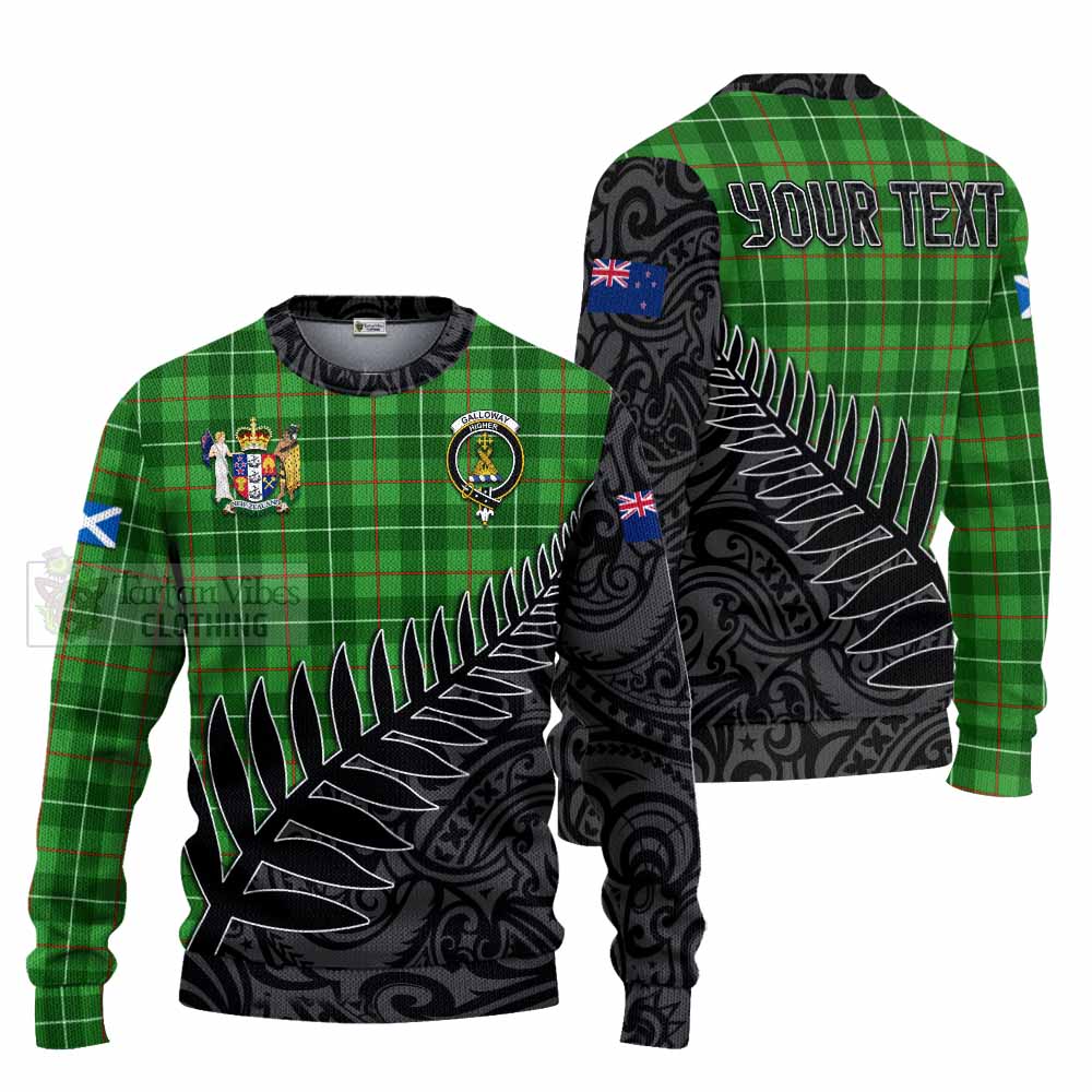 Tartan Vibes Clothing Galloway Crest Tartan Knitted Sweater with New Zealand Silver Fern Half Style