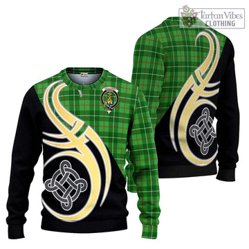 Galloway Tartan Ugly Sweater with Family Crest and Celtic Symbol Style