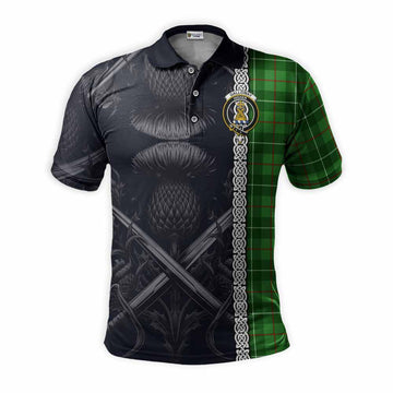 Galloway Tartan Polo Shirt with Family Crest Cross Sword Thistle Celtic Vibes