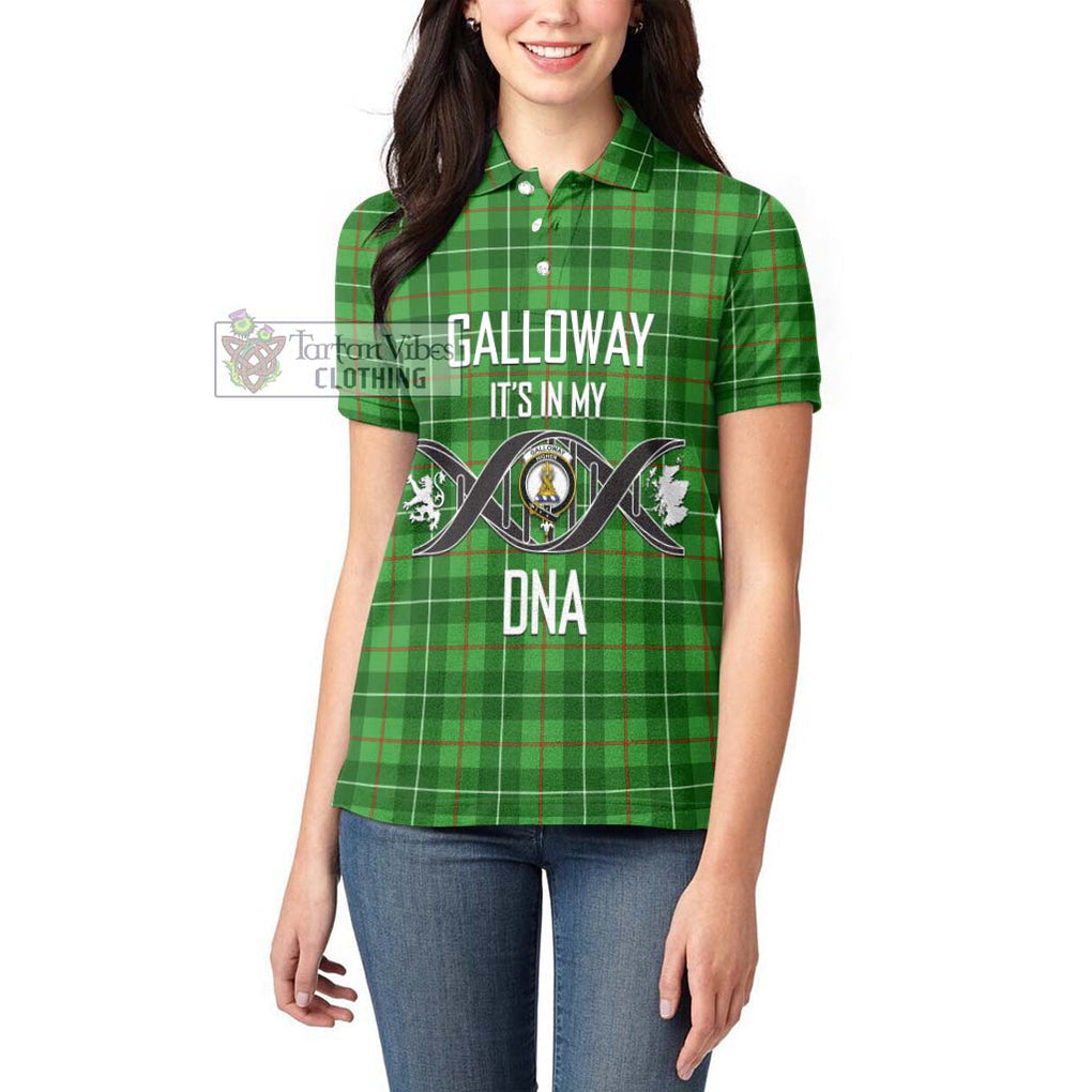 Galloway Tartan Women's Polo Shirt with Family Crest DNA In Me Style Women - Tartanvibesclothing Shop