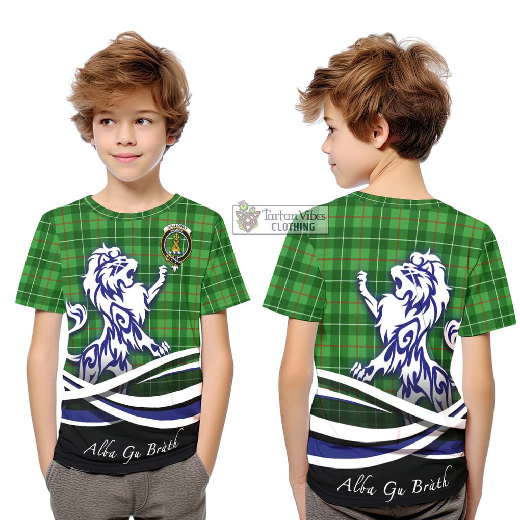 Galloway Tartan Kid T-Shirt with Alba Gu Brath Regal Lion Emblem Youth XL Size14 - Tartanvibesclothing Shop