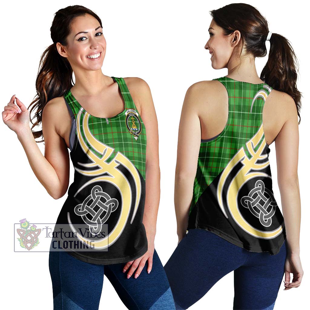 Galloway Tartan Women's Racerback Tanks with Family Crest and Celtic Symbol Style 4XL - Tartan Vibes Clothing