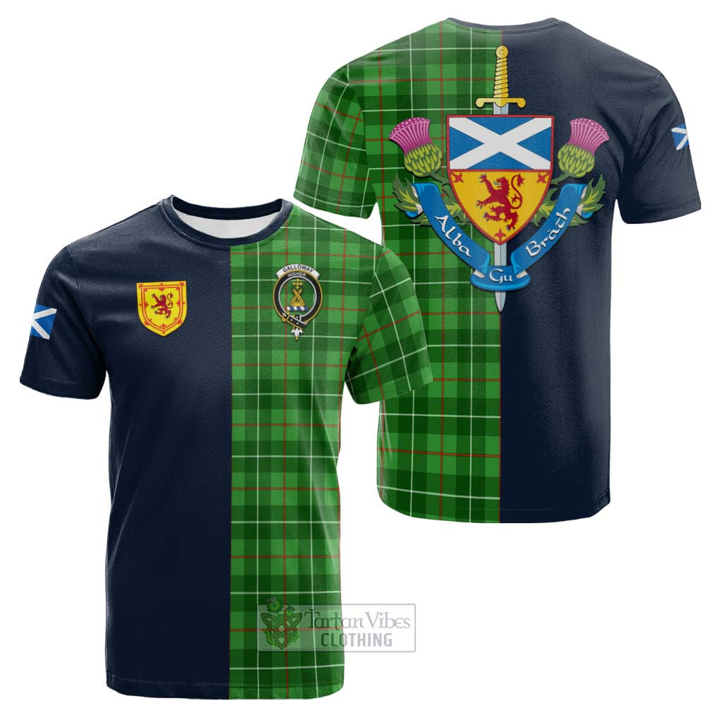 Tartan Vibes Clothing Galloway Tartan Cotton T-shirt with Scottish Lion Royal Arm Half Style