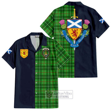 Galloway Tartan Short Sleeve Button Shirt Alba with Scottish Lion Royal Arm Half Style