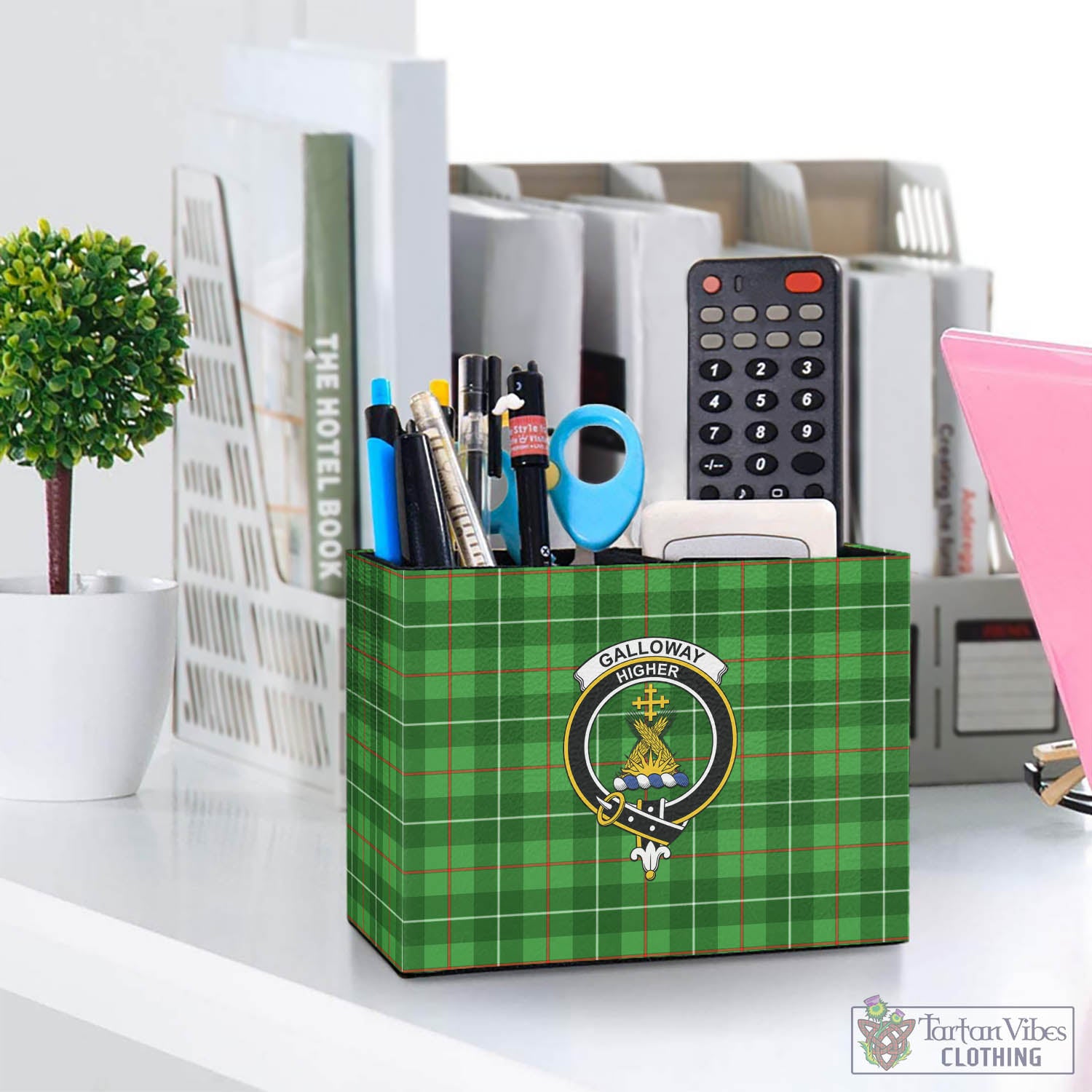 Tartan Vibes Clothing Galloway Tartan Pen Holder with Family Crest