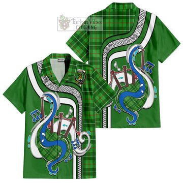 Galloway Tartan Short Sleeve Button Shirt with Epic Bagpipe Style