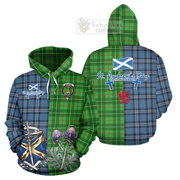 Galloway Tartan Hoodie Happy St. Andrew's Day Half Tartan Style