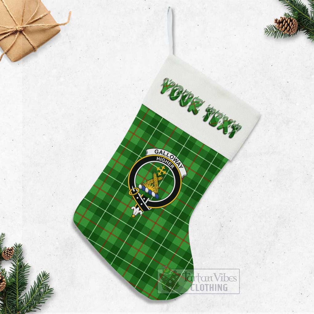 Tartan Vibes Clothing Galloway Tartan Family Crest Christmas Stocking with Personalized Text