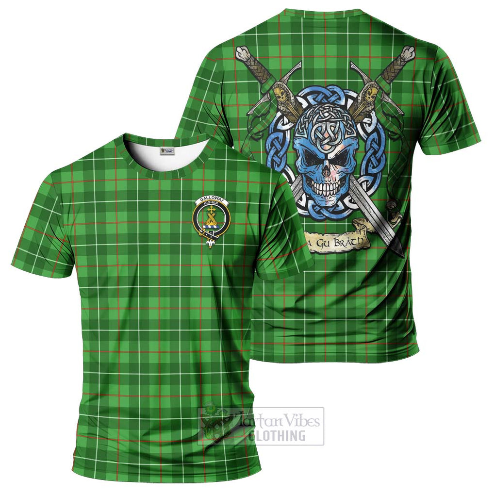 Tartan Vibes Clothing Galloway Tartan T-Shirt with Family Crest Celtic Skull Style