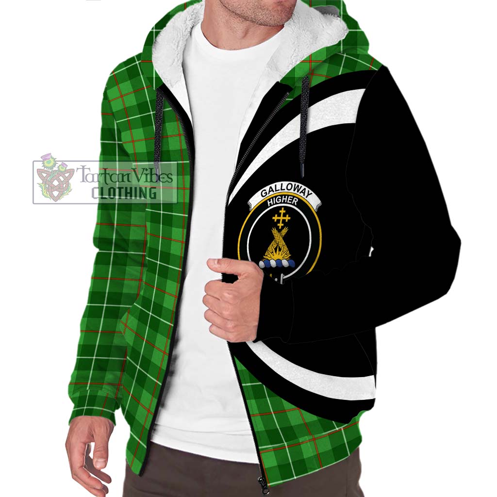 Galloway Tartan Sherpa Hoodie with Family Crest Circle Style Unisex S - Tartan Vibes Clothing